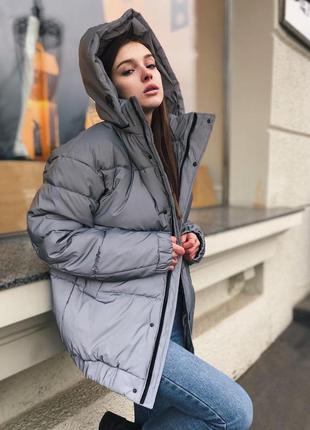 Куртка рефлективная оверсайз ❤️❄️ зимняя курточка, наложка1 фото