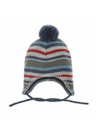 Сіра шапка в смужку на зав'язках cool club