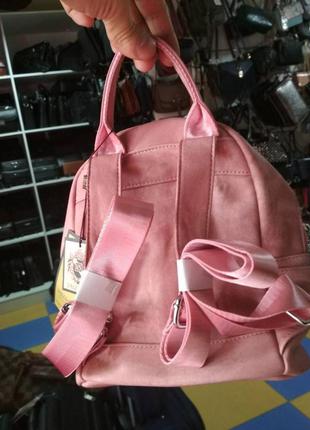 Рюкзак - сумка мала кожзам молодіжна рожева3 фото
