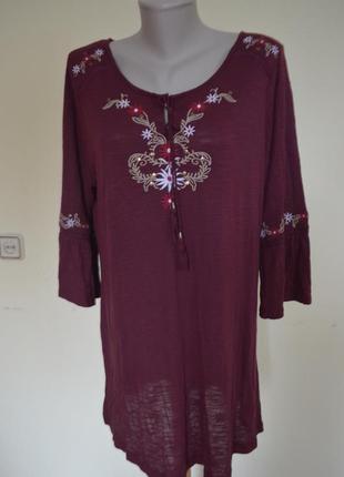 Шикарная брендовая блузочка-туника с вышивкой george