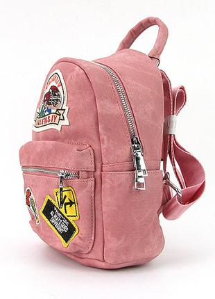 Рюкзак - сумка мала кожзам молодіжна рожева4 фото