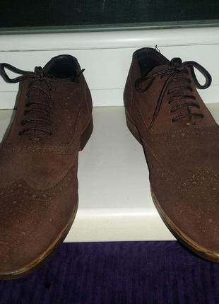 Шоколадные коричневые замшевые туфли шнуровка  lavorazione artigiana3 фото