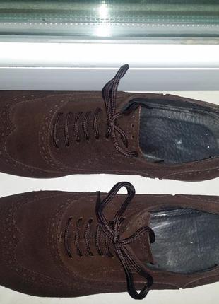 Шоколадные коричневые замшевые туфли шнуровка  lavorazione artigiana8 фото