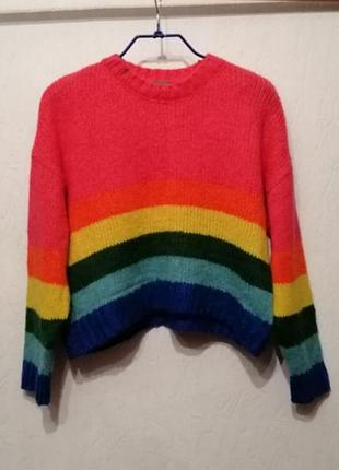 Яскравий теплий светр кардиган оверсайз