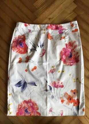 Laura ashley-хлопковая юбка в цветочный принт!! р.-42(14)