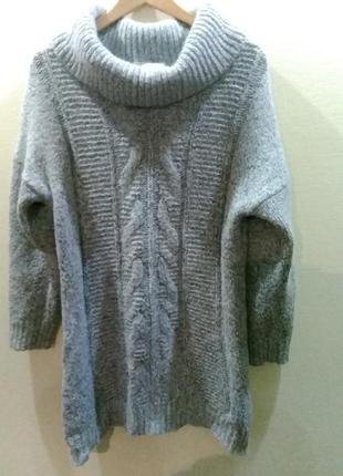 Шикарный теплый свитер длинный шерсть альпака меланжевый оверсайз s-m-l2 фото