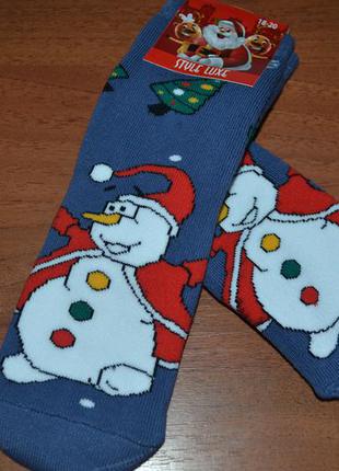 Махровые детские новогодние носки// дед мороз, снеговик, санта4 фото