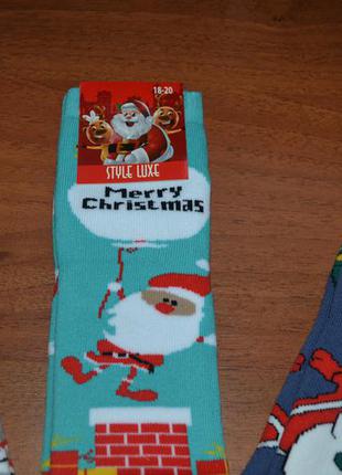 Махровые детские новогодние носки// дед мороз, снеговик, санта7 фото