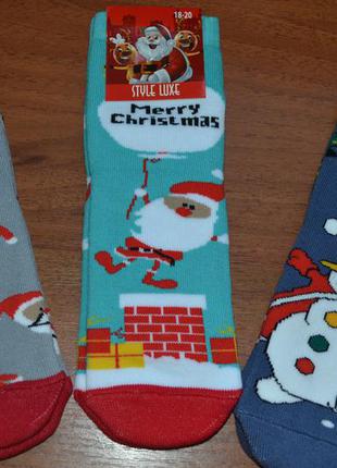 Махровые детские новогодние носки// дед мороз, снеговик, санта1 фото