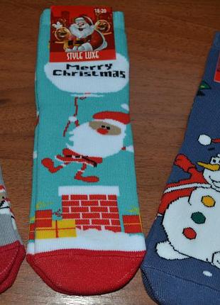 Махровые детские новогодние носки// дед мороз, снеговик, санта