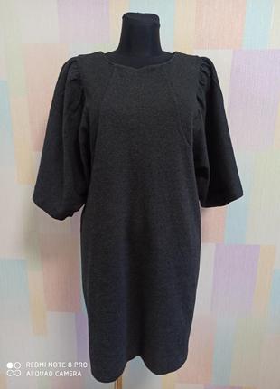 Стильне актуальне плаття шерсть, бавовна ,пишні рукави натуральна тканина cos