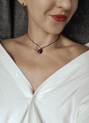 Чокер подвеска натуральный тигровый глаз