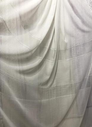 Тюль лен белого цвета в полоску