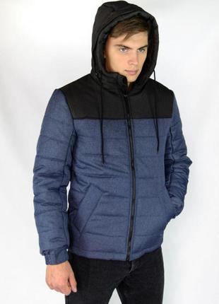 Куртка зимова alaska чорно-синя6 фото