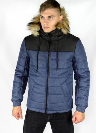 Куртка зимняя alaska черно-синяя8 фото