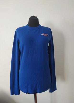 Hollister синий индиго свитер/реглан/кофта/лонгслив вышитое лого s размер1 фото