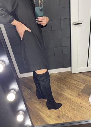 Ботфорты из искусственной замши на танкетке