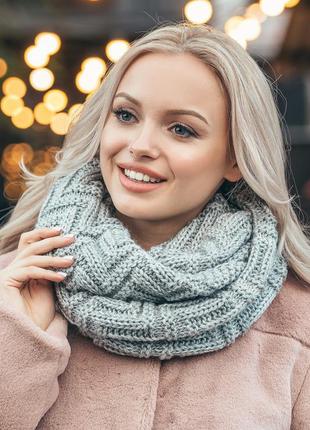 Жіночий лаконічний в'язаний хомут ingrid, сірий