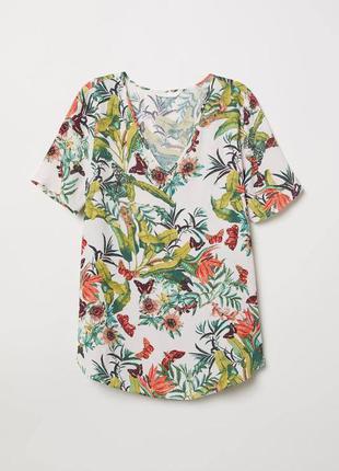 Блуза в тропический принт h&m