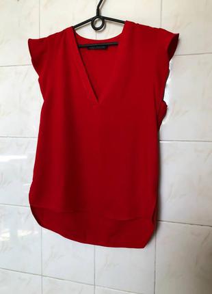 Червона блуза з рюшами zara4 фото