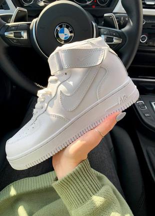 Nike air force 1 high whiteкожаные кроссовки демисезон3 фото