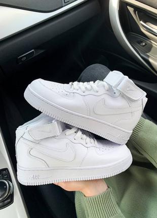 Nike air force 1 high whiteкожаные кроссовки демисезон9 фото