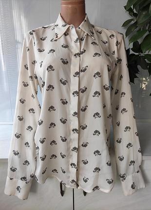 Оригинальная рубашка zara в принт  головы тигра размер s