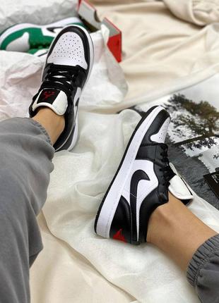 Nike air jordan 1 low black   кожаные кроссовки демисезон4 фото