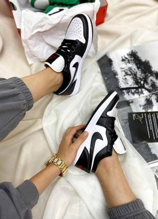 Nike air jordan 1 low black   кожаные кроссовки демисезон9 фото