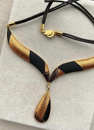 Кольє японія колір золото чорний текстиль