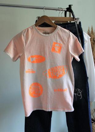 Футболка принт неон череп скейт