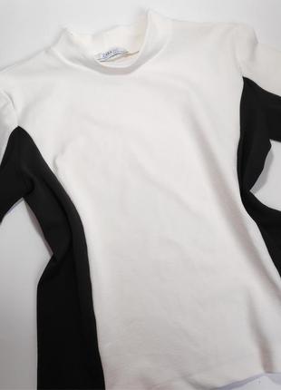 Чёрно-белая блузка блуза 🔥zara🔥 футболка с воротником4 фото