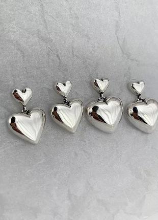 Нежные серьги “ heart “ серебро 9256 фото