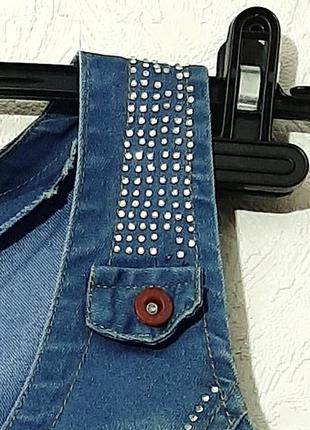 Miss lady турецкая красивая джинсовая жилетка синяя с кружевом безрукавка с термостразами женская3 фото