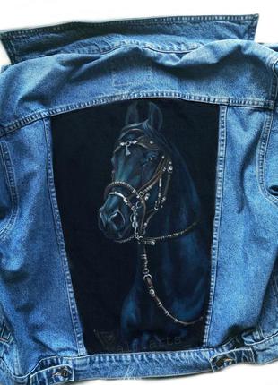 Розпис фарбами на джинсовій куртці, джинсовці малюнок ручної роботи не принт1 фото