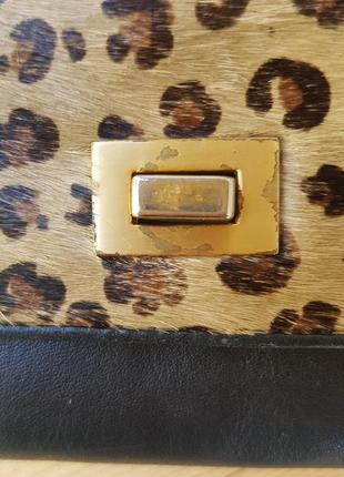 Шкіряний гаманець з м'якою леопардовою вставкою7 фото