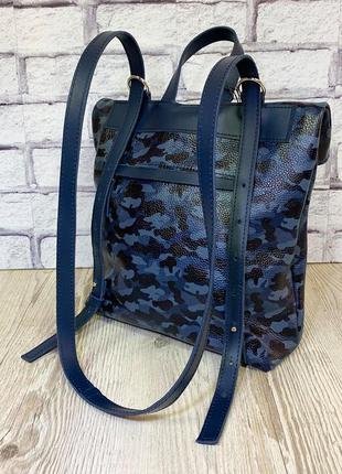 Рюкзак-сумка натуральная кожа, синий камуфляж 17832 фото