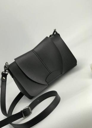 Черная женская мини сумка клатч кросс боди через плечо2 фото