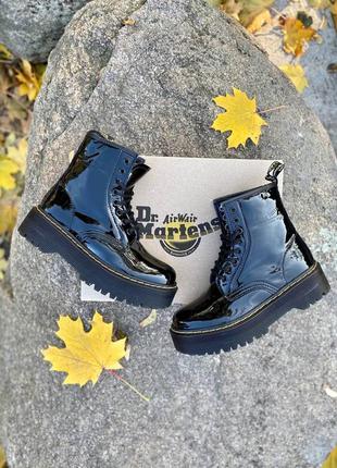 Dr. martens jadon galaxy лакированные женские ботинки мартинс с мехом4 фото