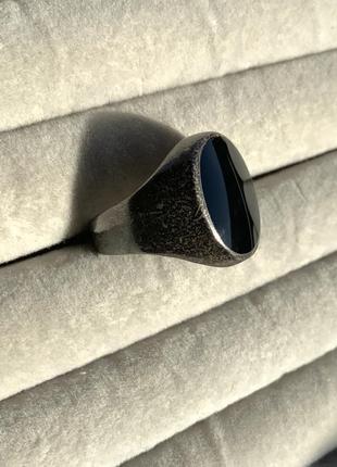 Перстень серебро 925 клеймо эмаль кольцо цвет чёрный овал10 фото