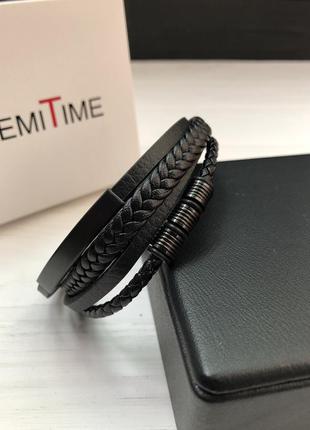 Браслет, подарунок, чоловічий браслет браслет з шкіри і сталі, шкіряний браслет