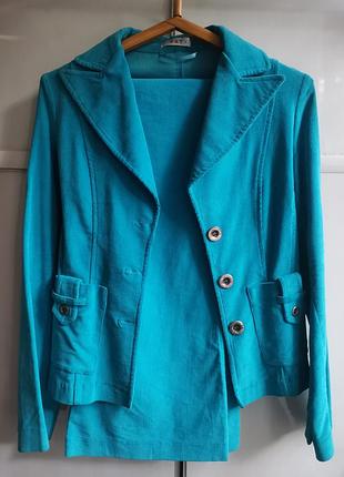 Костюм p&t вельветовый, пиджак и брюки клеш, высокая талия посадка, винтаж