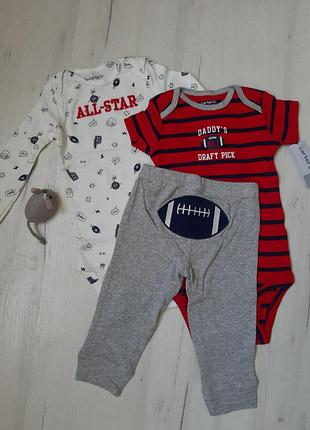 Новый набор для мальчика тройка carter's комплект боди и штаны картерс