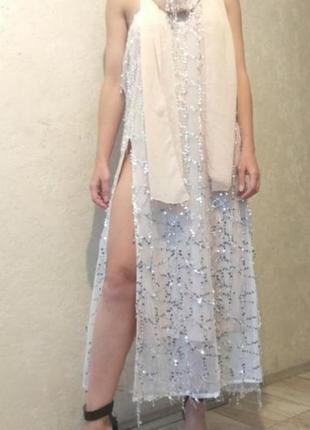 Шикарная блестящая юбка в пол. юбка платье с паетками. праздничный наряд.1 фото