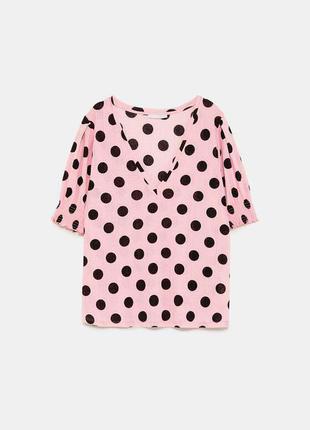Розовая блуза в горошек zara7 фото