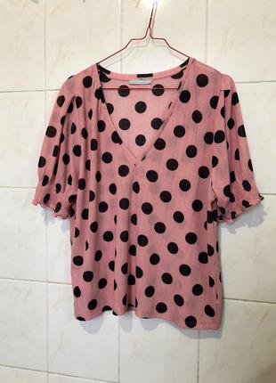 Розовая блуза в горошек zara4 фото