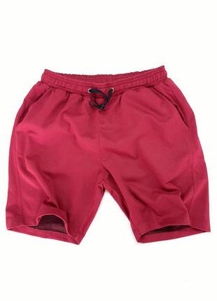 Бордовые летние шорты спортивные для мужчин хлопковые из двунитки2 фото