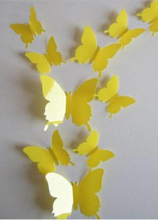 3d метелики для декору 12 шт. вінілові наклейки - метелики на стіну1 фото
