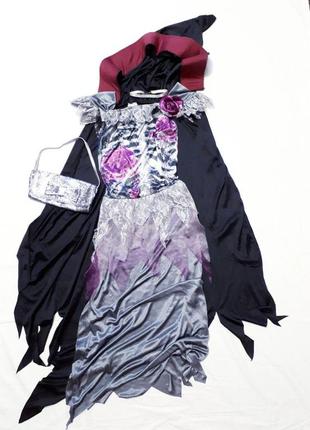 Платье ведьмочка ведьмы длинное серое в пол 8-10 лет1 фото