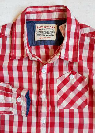 Классная хлопковая рубашка в красную клетку zara baby испания на 1,5-2 года (86-92см)